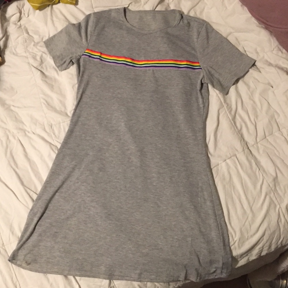 Rainbow stripe t-shirt dress
